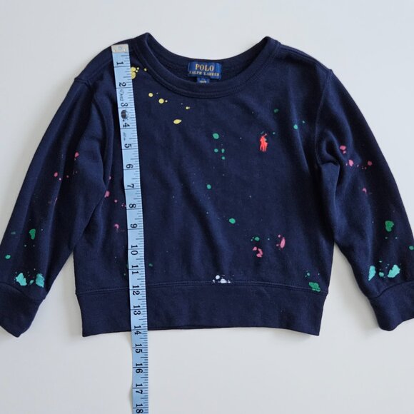 Polo Ralph Lauren Paint Splatter–Print Spa Terry Sweatshirt– Size 2T, Navy - Picture 4 of 8